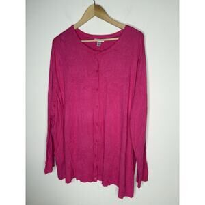 Croft & Barrow Womens 3X Cardigan Sweater Long Sleeve Button Front Fushia Pink